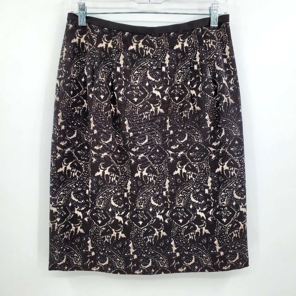 Talbots Black White Printed Pencil Skirt